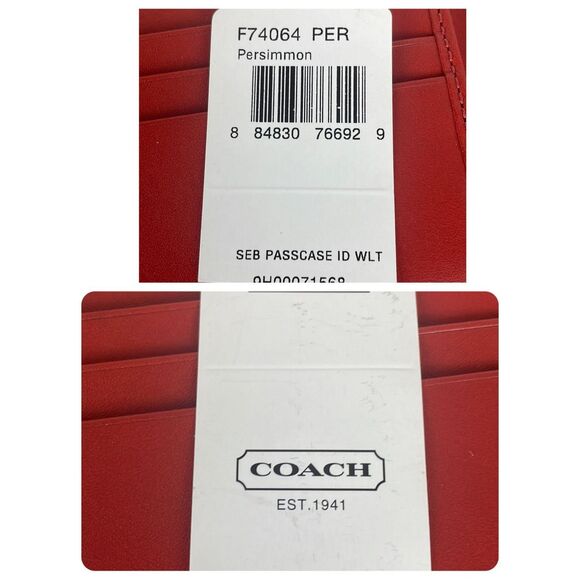 Coach Embossed Leather Wallet Persimmon F74064 - Picture 6 of 12